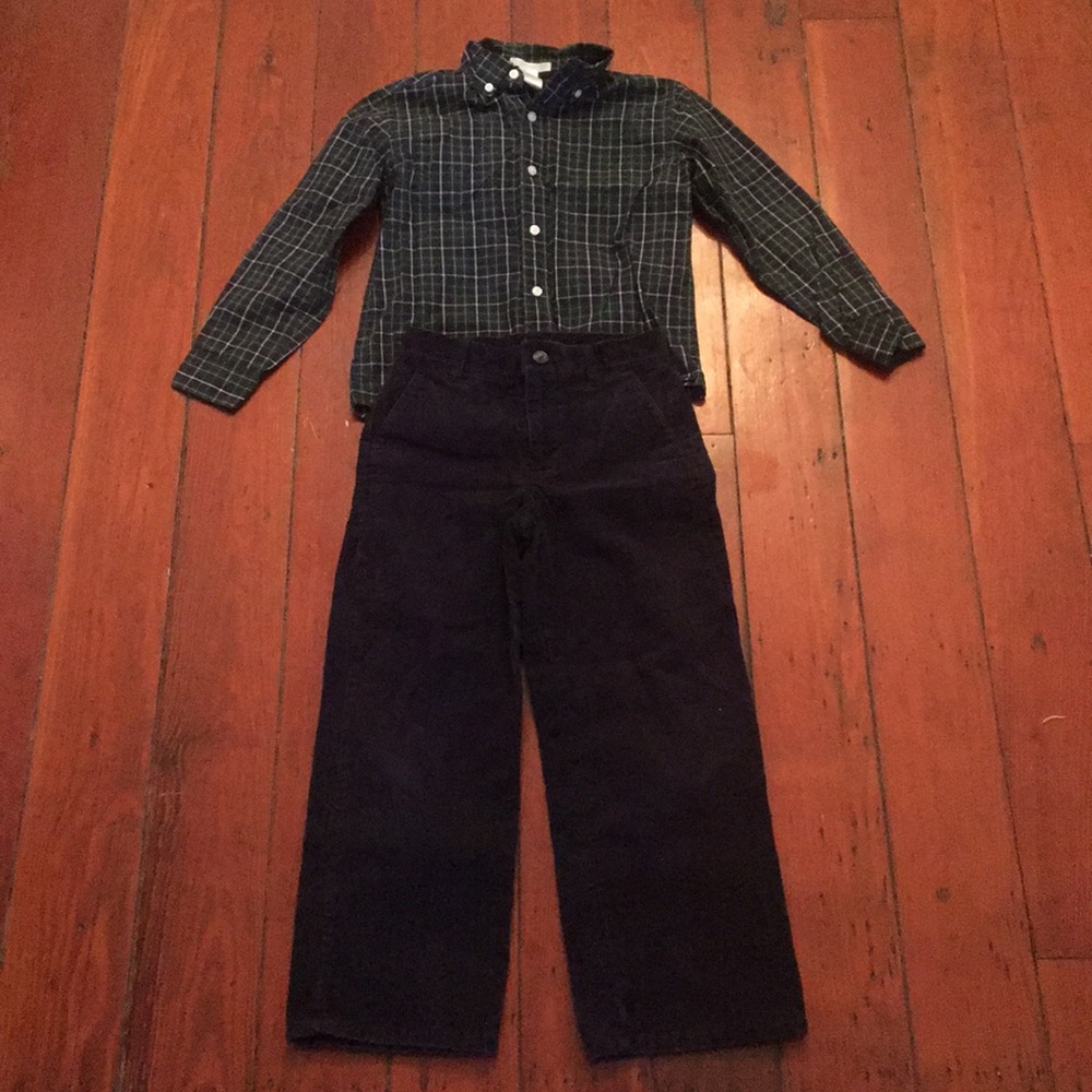 Janie and Jack corduroy pants and checked shirt - Picture 1 of 5